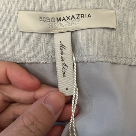 NWT BCBG MaxAzria Runway Rebekka Gray Abstract Leaf Metallic Print Midi Skirt 0 - Picture 11 of 16